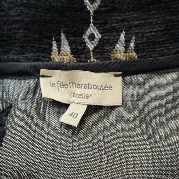 LA FEE MARABOUTEE Black textured Open Front Jacket 40 L - Picture 7 of 11